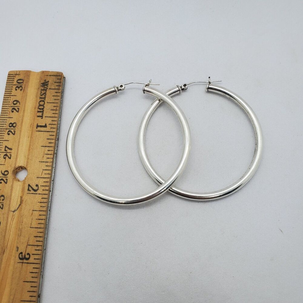 Sterling Silver Hollow Hoop Earrings 925